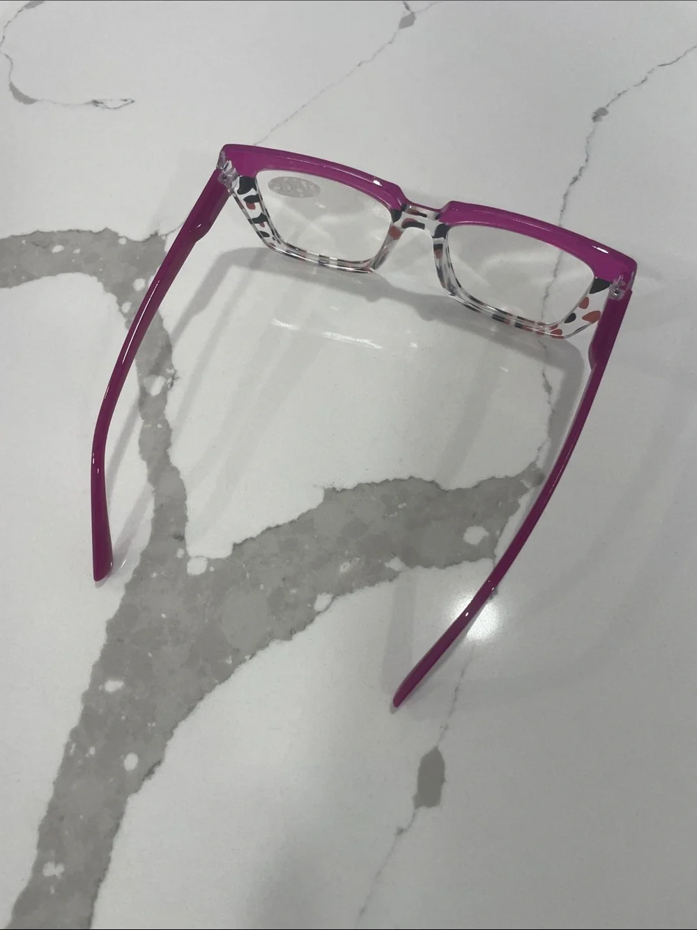 Stylish Pink Patterned Square Reading Glasses